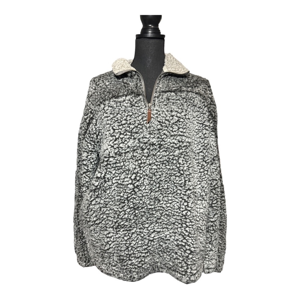 Thread and Supply Charcoal Sherpa Pullover Sweatshirt Size M